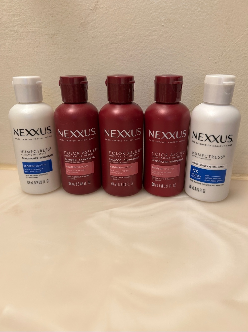 Bundle of 5: Nexxus Color Assure & Humectress Shampoo + Conditioner, 3floz each